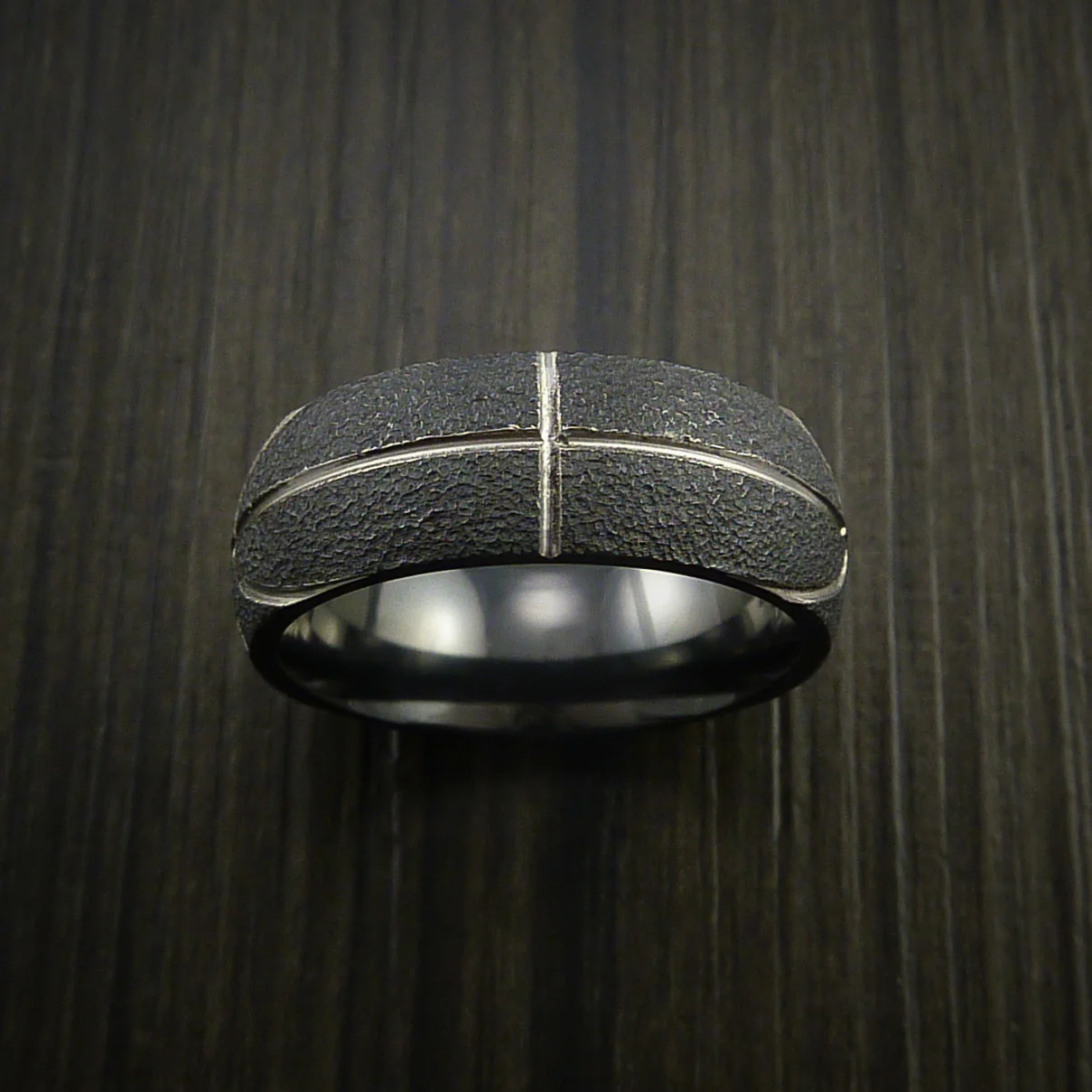 Black Zirconium Basketball Inspired Men's Ring - Image 3