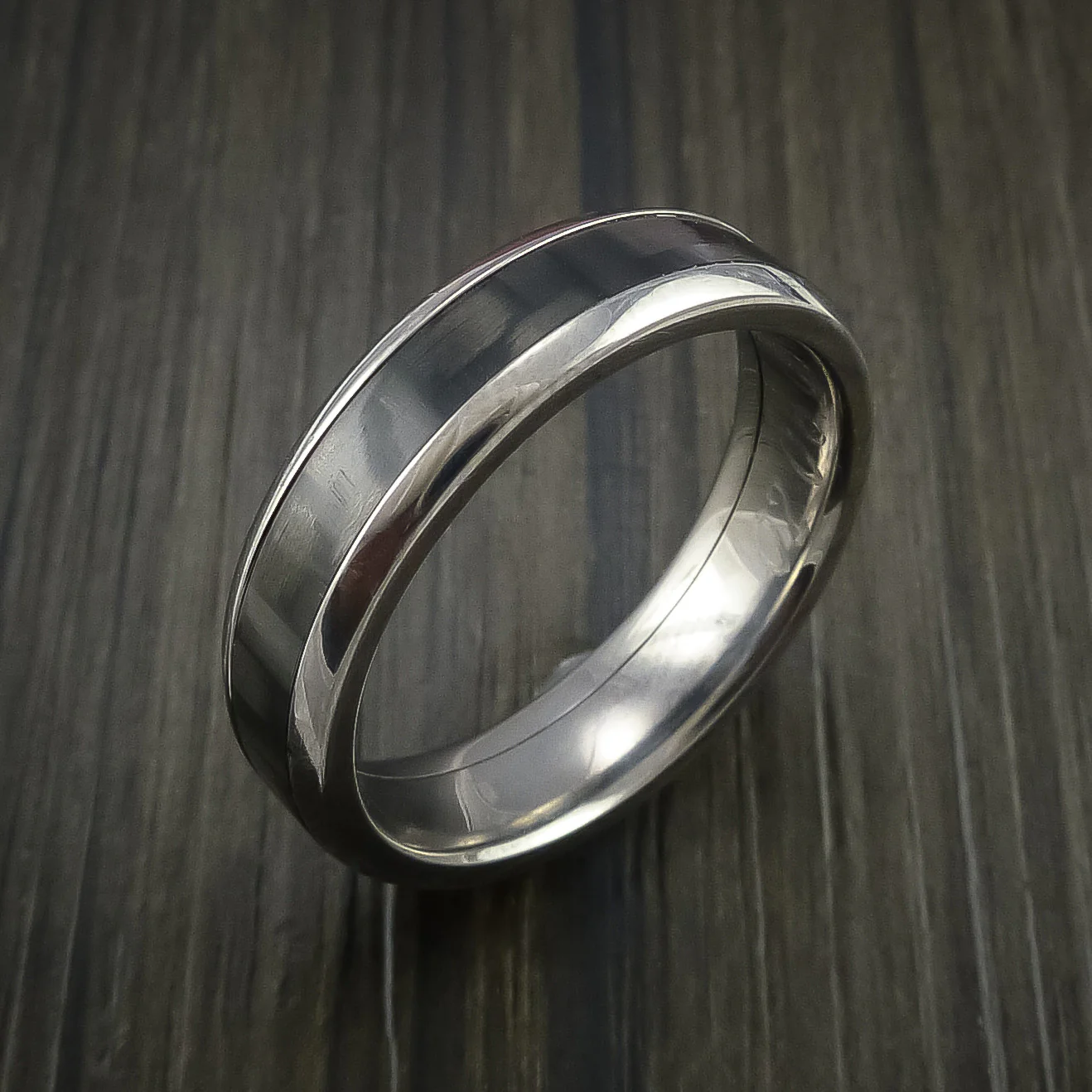 Titanium Men's Ring with Carbon Fiber Inlay Custom Made Wedding Band - Image 3