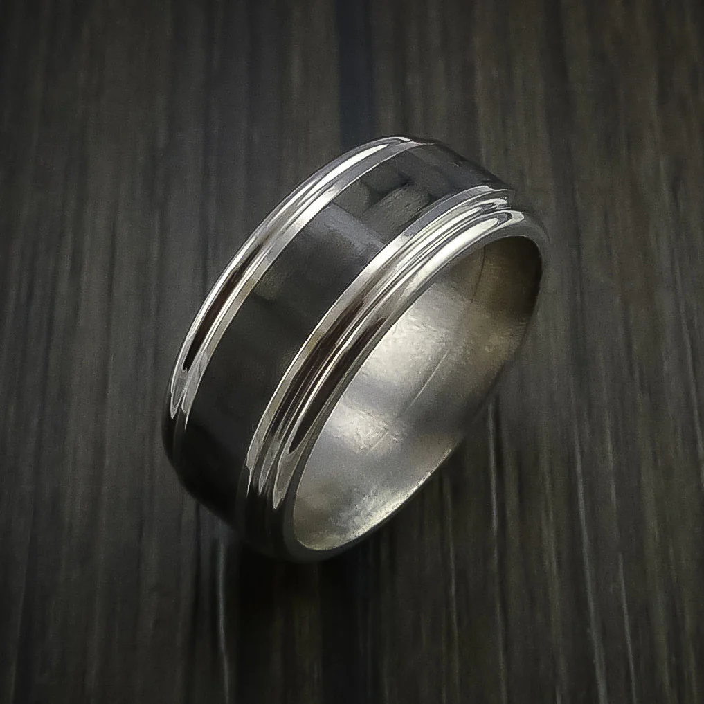 Titanium Men's Ring with Carbon Fiber Inlay Custom Made Wedding Band - Image 3