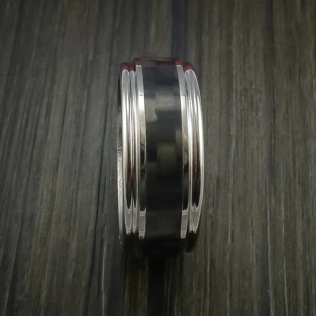 Titanium Men's Ring with Carbon Fiber Inlay Custom Made Wedding Band - Image 4