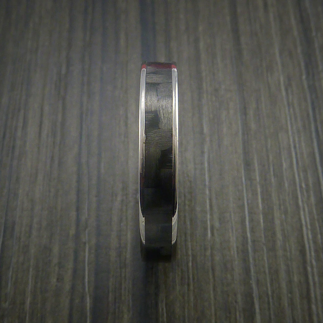 Titanium Ring with Carbon Fiber Inlay Custom Made Wedding Band - Image 4