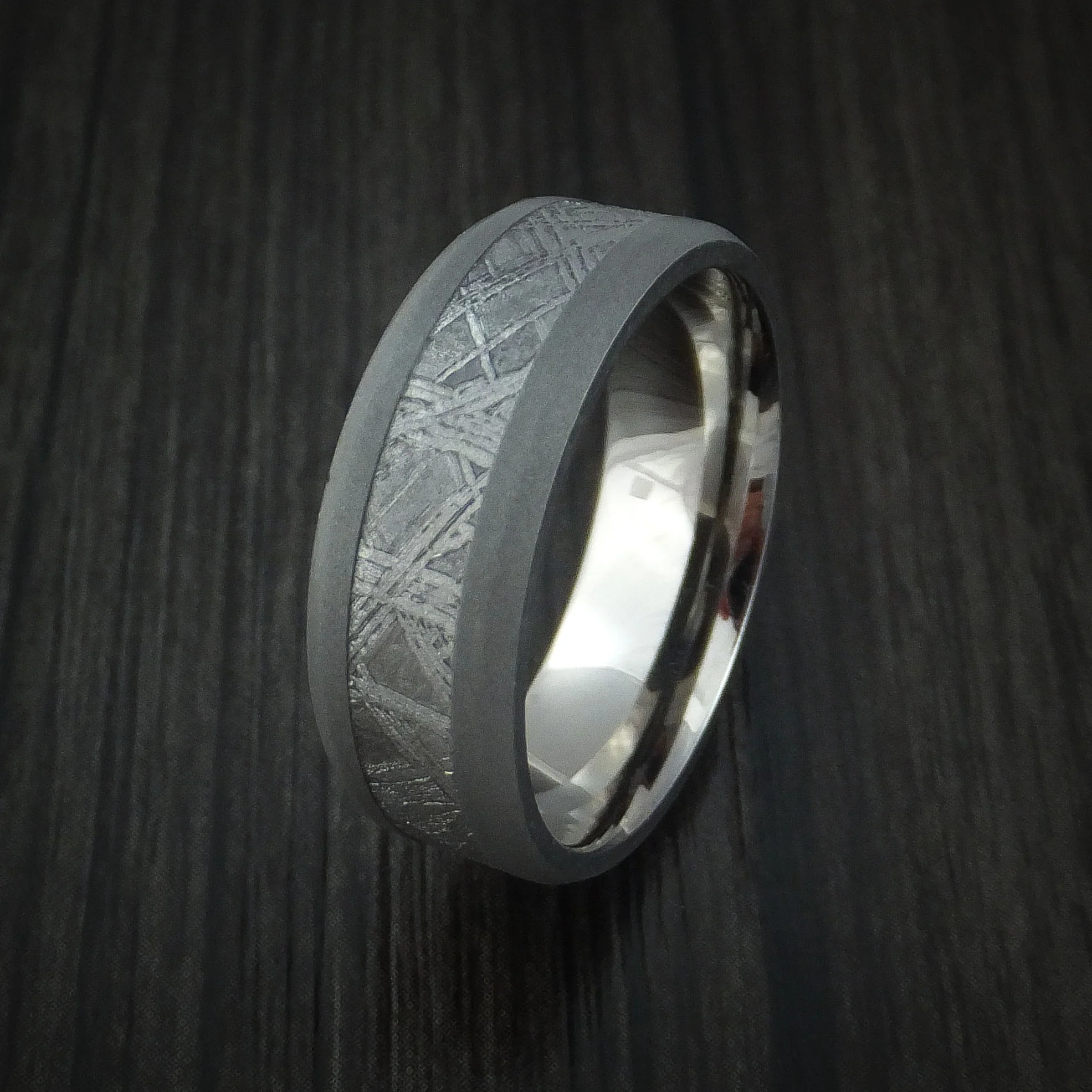 Gibeon Meteorite in Titanium Wedding Men's Band - Image 4
