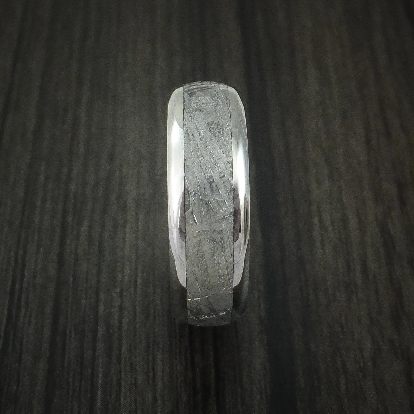 Titanium and Gibeon Meteorite Men's Band with Blueberry Wood Sleeve Custom Made Men's Band - Image 3