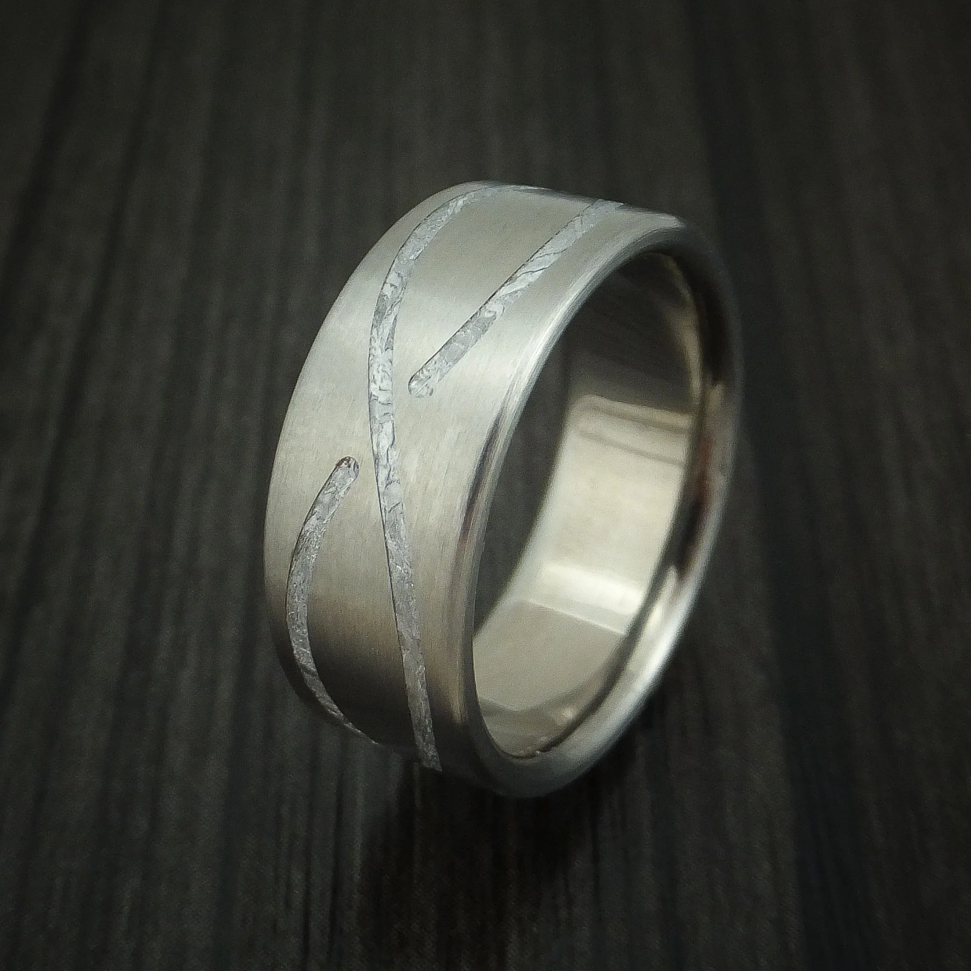 Titanium and Meteorite Infinity Design Custom Made Men's Ring - Image 4