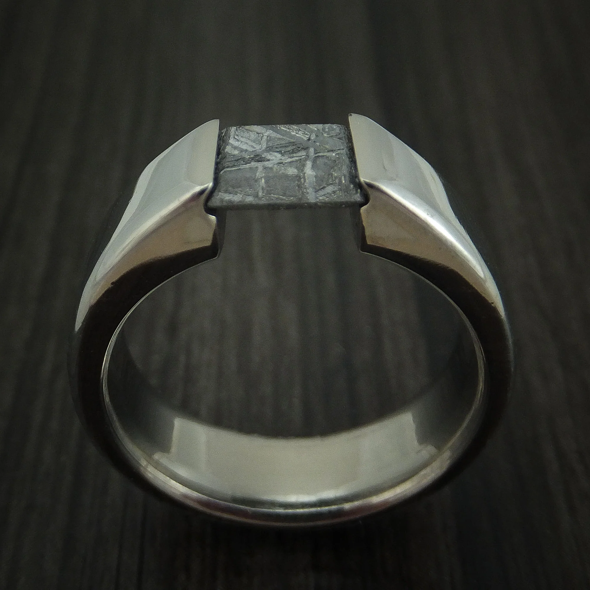 Titanium Tension Set Meteorite Men's Ring Custom Made Band - Image 3
